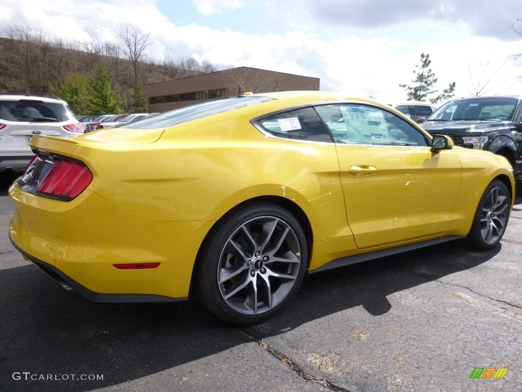 2016 Mustang EcoBoost Coupe - Triple Yellow Tricoat / Ebony photo #2