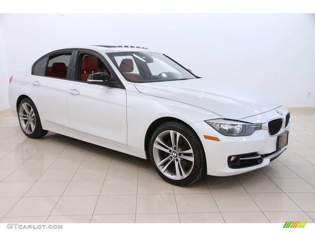 2013 3 Series 328i xDrive Sedan - Mineral White Metallic / Coral Red/Black photo #1