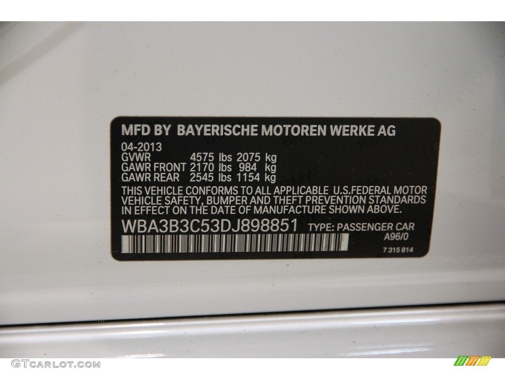 2013 BMW 3 Series 328i xDrive Sedan Color Code Photos