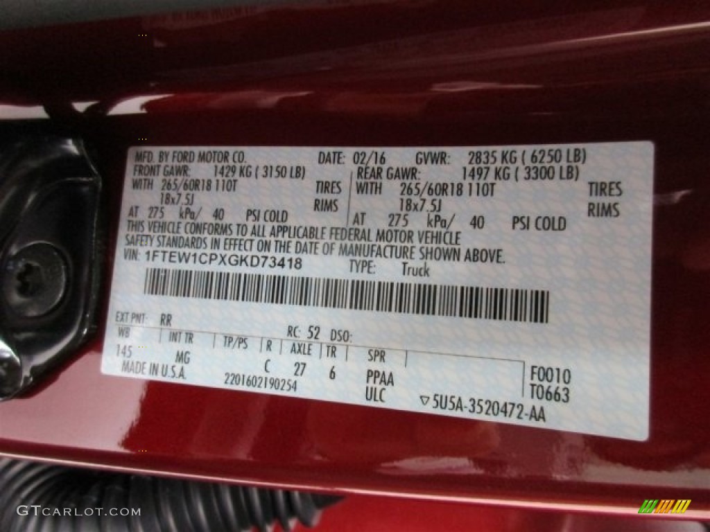 2016 F150 XLT SuperCrew - Ruby Red / Medium Earth Gray photo #31