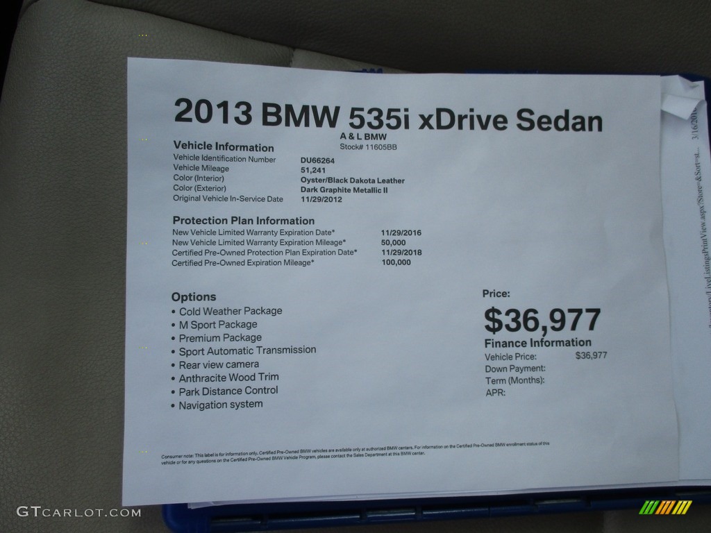 2013 5 Series 535i xDrive Sedan - Dark Graphite Metallic II / Venetian Beige photo #12