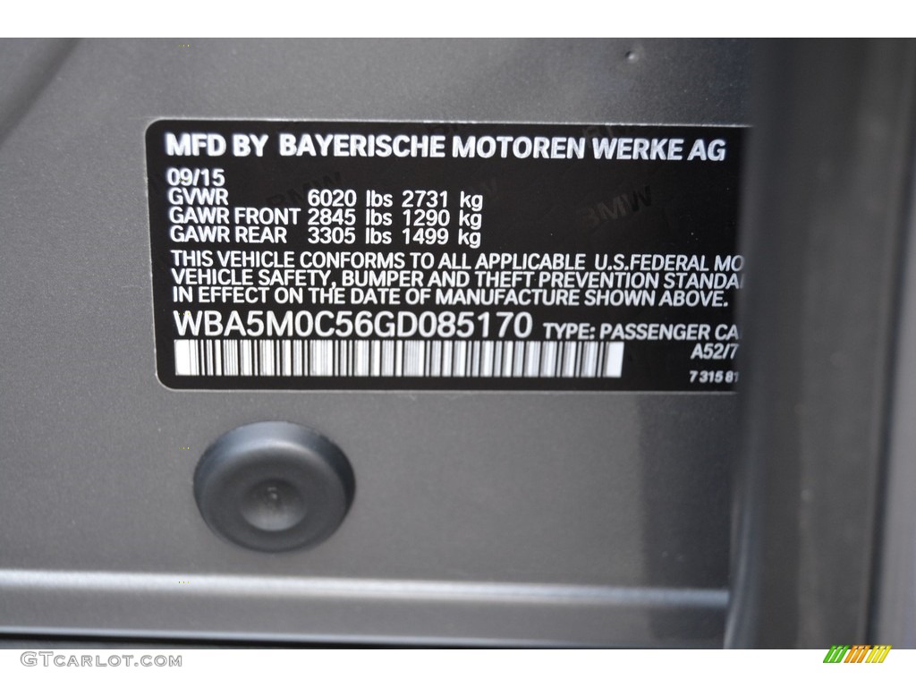 2016 5 Series 550i xDrive Gran Turismo - Mineral Grey Metallic / Black photo #34