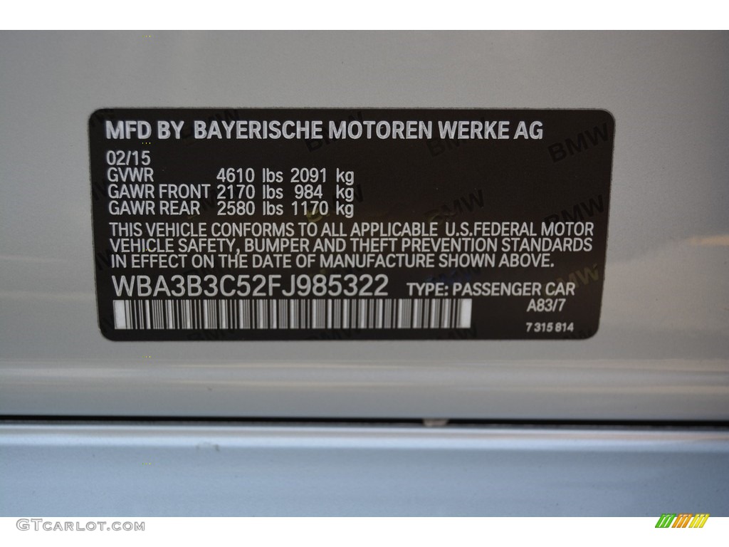 2015 3 Series 328i xDrive Sedan - Glacier Silver Metallic / Black photo #33
