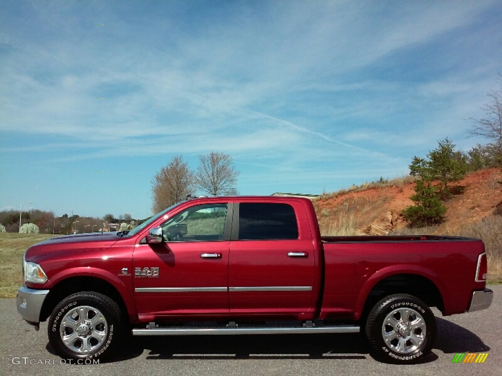 2015 2500 Laramie Crew Cab 4x4 - Deep Cherry Red Crystal Pearl / Canyon Brown/Light Frost Beige photo #1