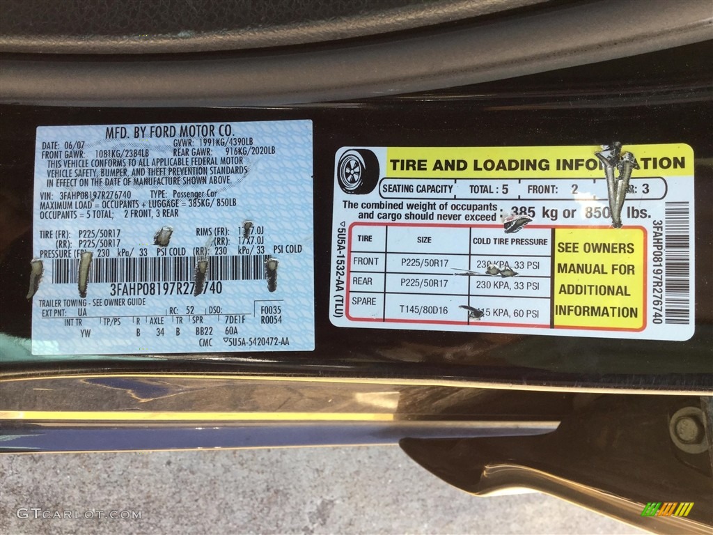 2007 Fusion SEL V6 - Black / Charcoal Black photo #6