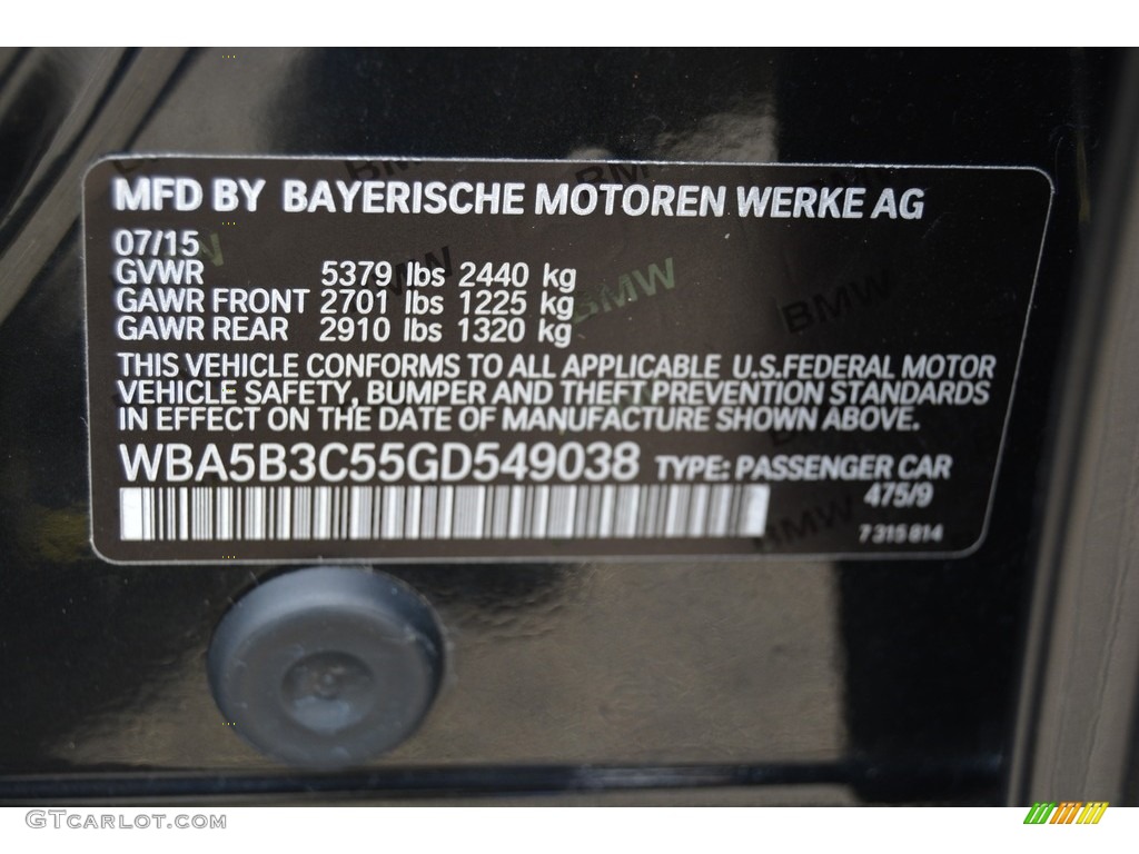 2016 5 Series 535i xDrive Sedan - Black Sapphire Metallic / BMW Individual Amaro Brown photo #33