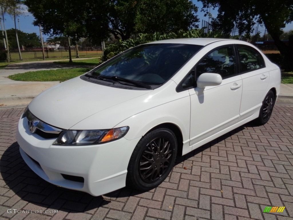 2009 Civic LX Sedan - Taffeta White / Beige photo #1