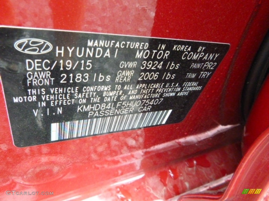 2017 Hyundai Elantra Limited Color Code Photos