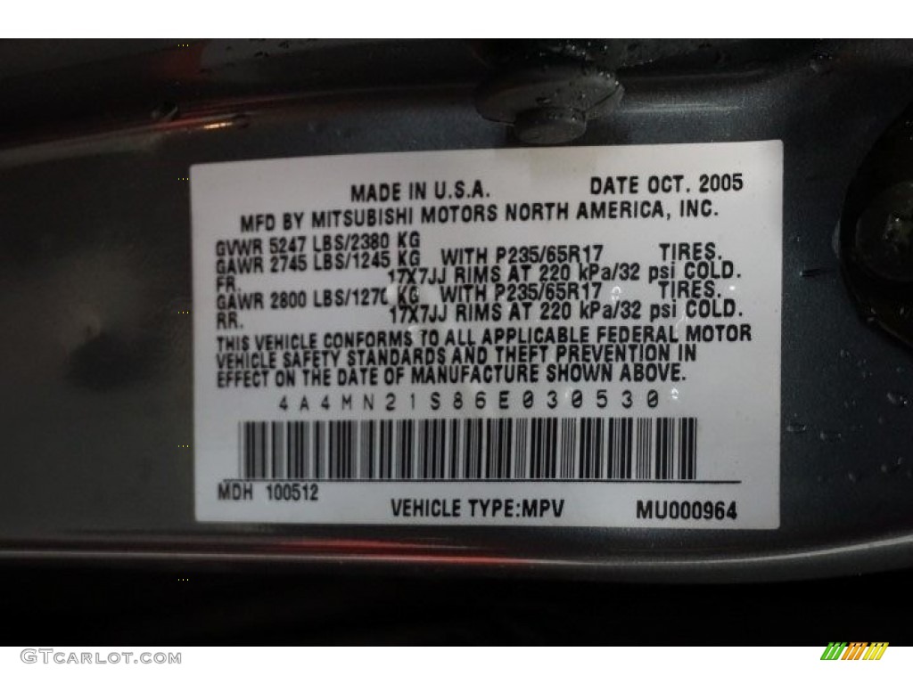 2006 Endeavor LS AWD - Titanium Gray Pearl / Charcoal photo #14