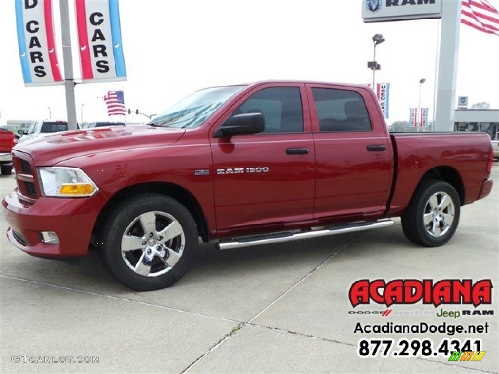 2012 Ram 1500 Express Crew Cab - Deep Cherry Red Crystal Pearl / Dark Slate Gray/Medium Graystone photo #2