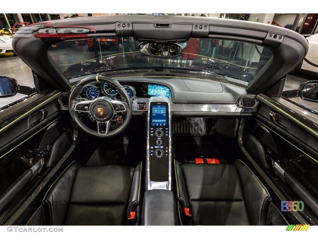 Onyx Black/Acid Green Interior 2015 Porsche 918 Spyder with Weissach Package Photo #111614181