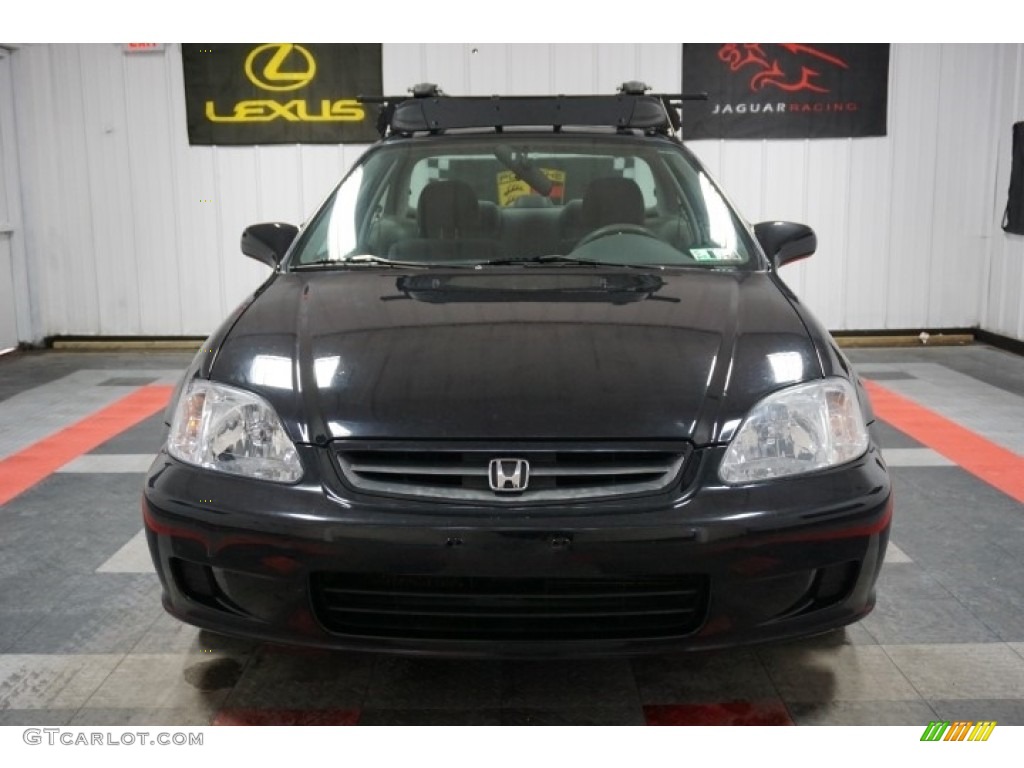 2000 Civic EX Coupe - Flamenco Black Pearl / Dark Gray photo #4