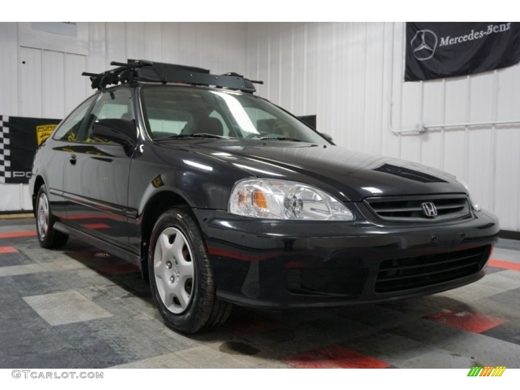 2000 Civic EX Coupe - Flamenco Black Pearl / Dark Gray photo #5