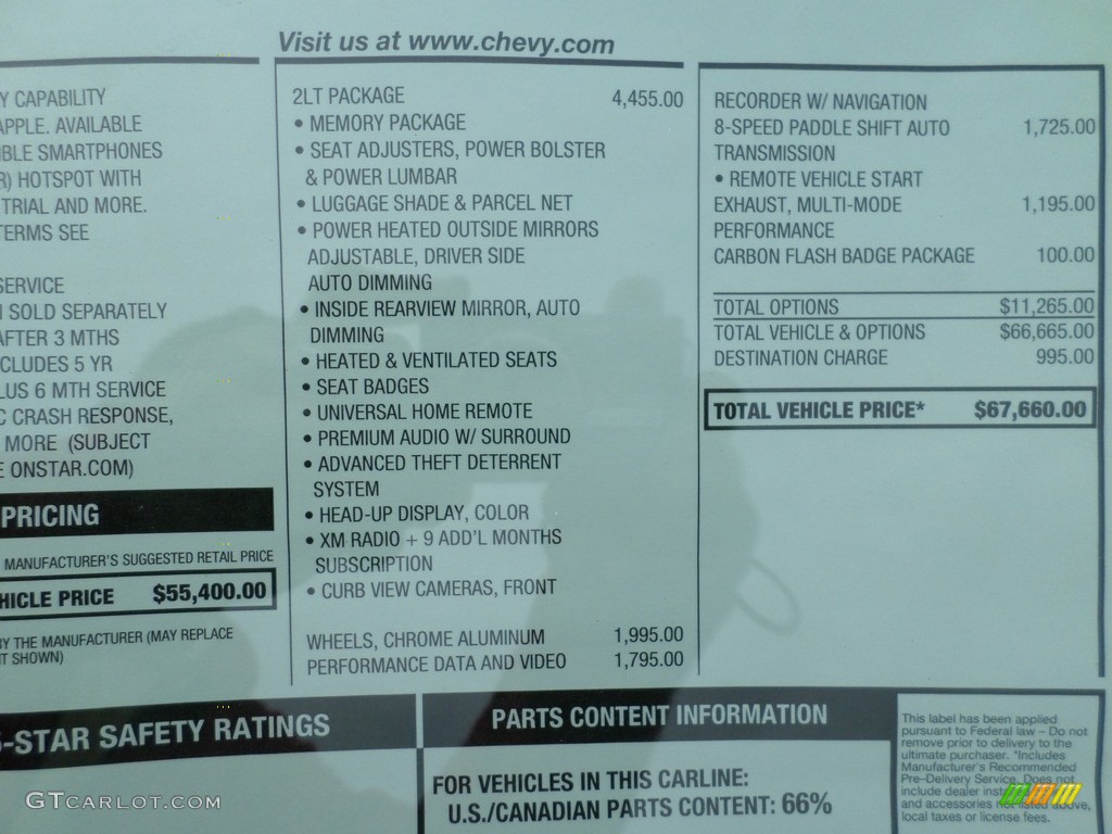 2016 Chevrolet Corvette Stingray Coupe Window Sticker Photo #111641063