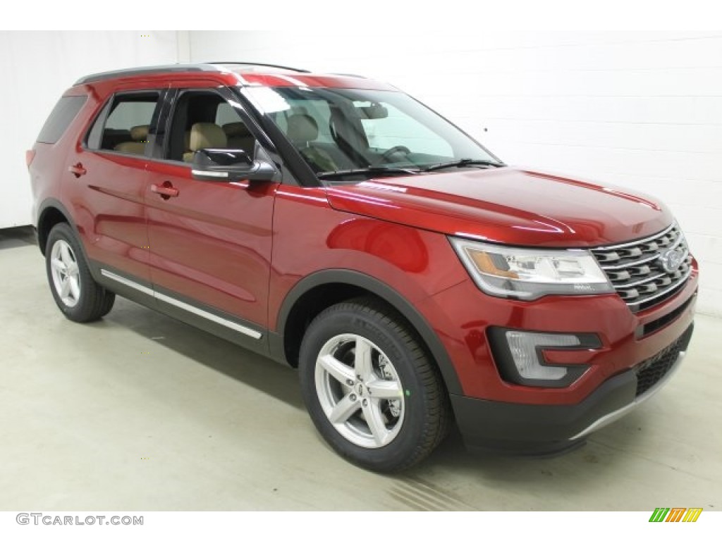 2016 Explorer XLT 4WD - Ruby Red Metallic Tri-Coat / Medium Light Camel photo #3