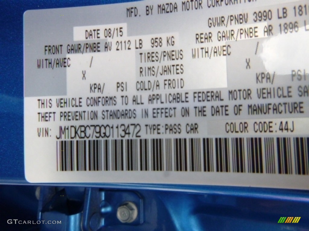 2016 CX-3 Color Code 44J for Dynamic Blue Photo #111676274