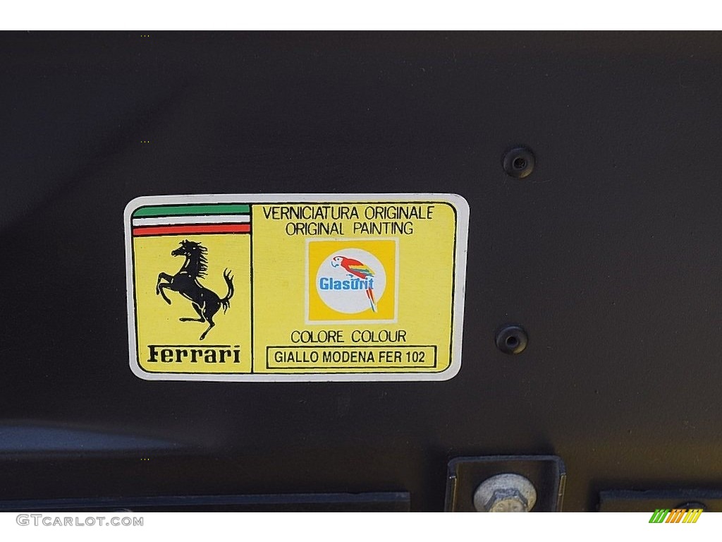 1995 F355 Color Code 102 for Giallo Modena (Yellow) Photo #111689638