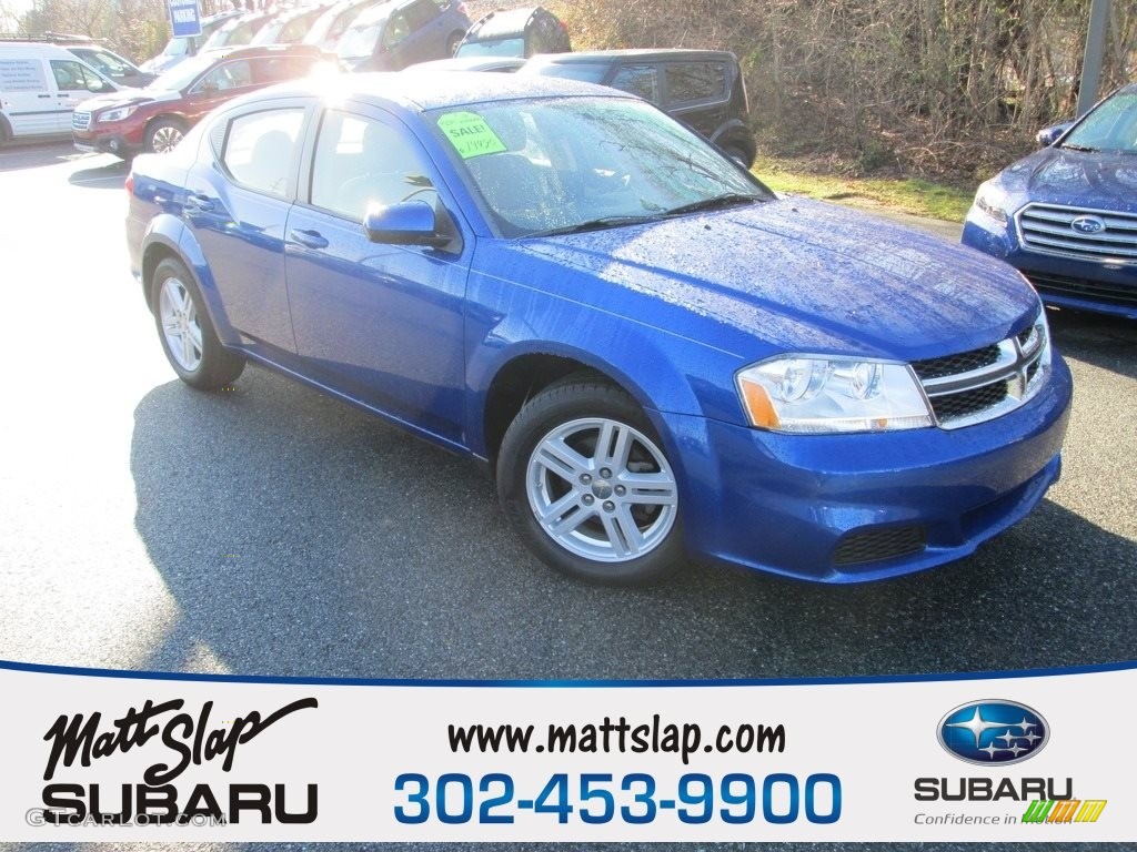 2012 Avenger SXT - Blue Streak Pearl / Black/Light Frost Beige photo #1