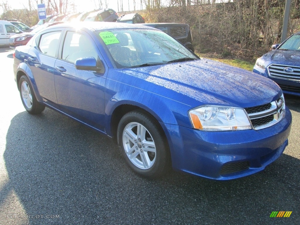 2012 Avenger SXT - Blue Streak Pearl / Black/Light Frost Beige photo #4