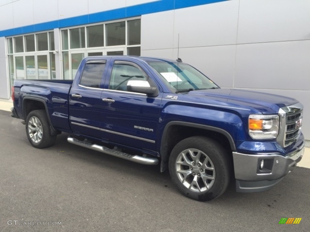 2014 Sierra 1500 SLT Double Cab 4x4 - Cobalt Blue Metallic / Jet Black photo #1