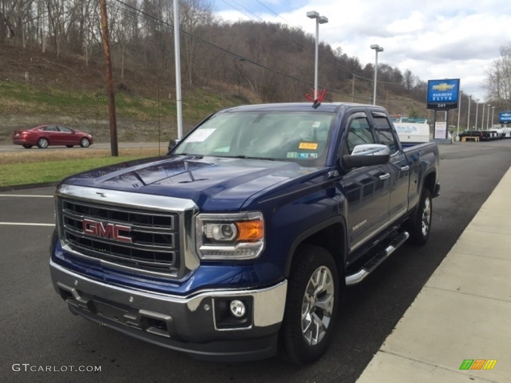 2014 Sierra 1500 SLT Double Cab 4x4 - Cobalt Blue Metallic / Jet Black photo #4