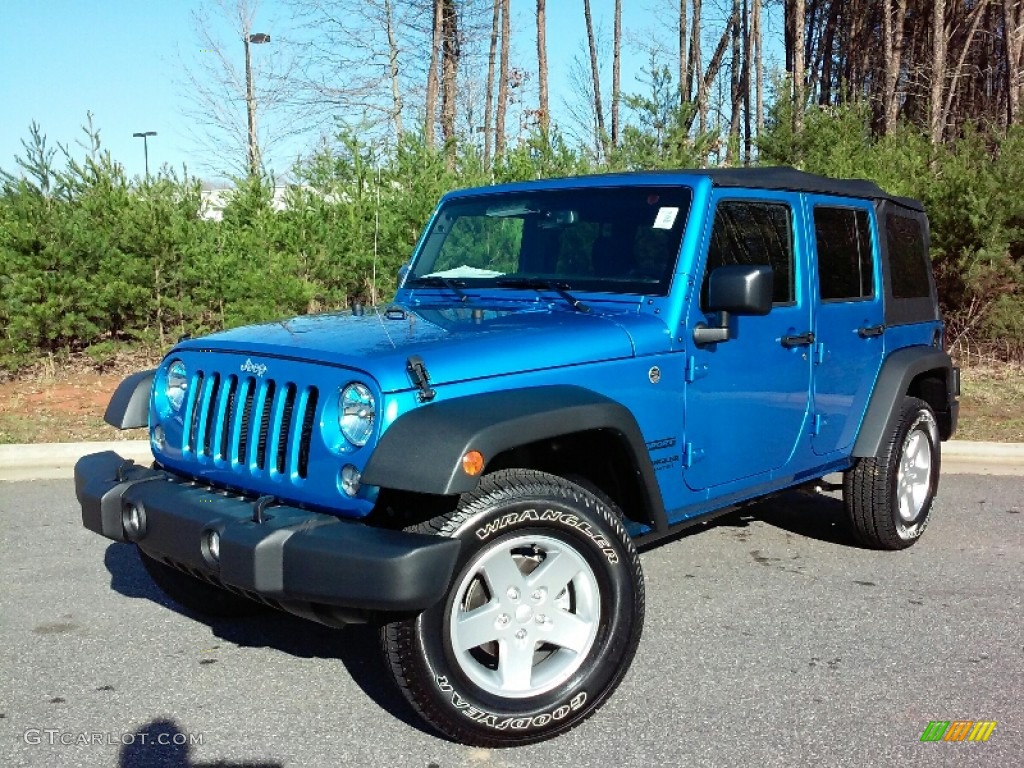Hydro Blue Pearl 2016 Jeep Wrangler Unlimited Sport 4x4 Exterior Photo #111703335
