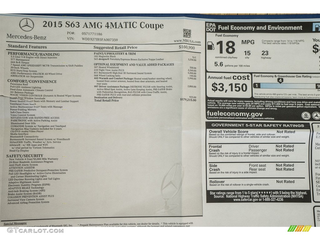 2015 S 63 AMG 4Matic Coupe - Magnetite Black Metallic / Porcelain/Espresso Brown photo #11
