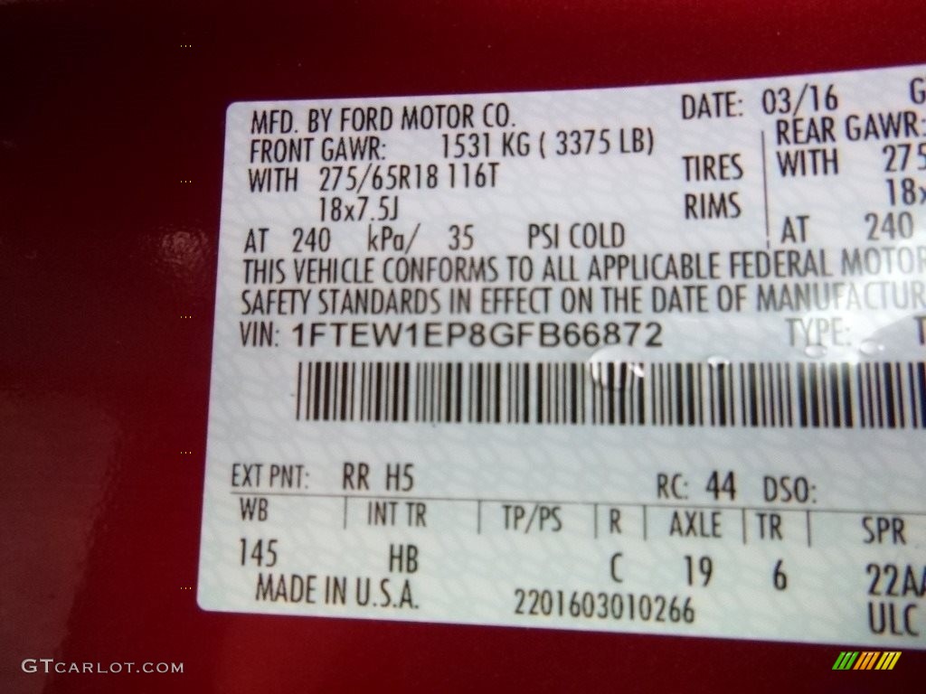 2016 F150 Lariat SuperCrew 4x4 - Ruby Red / Black photo #10