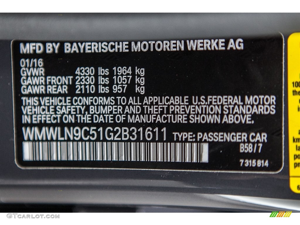 2016 Clubman Color Code B58 for Thunder Gray Metallic Photo #111722738