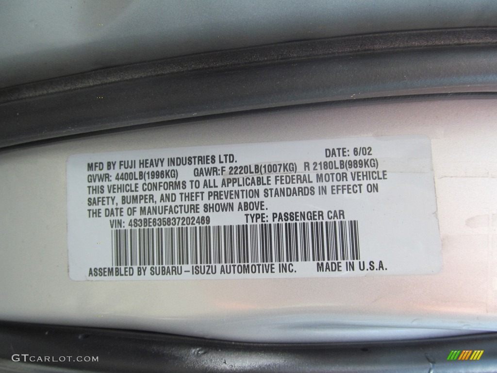 2003 Legacy L Sedan - Silver Stone Metallic / Gray photo #50
