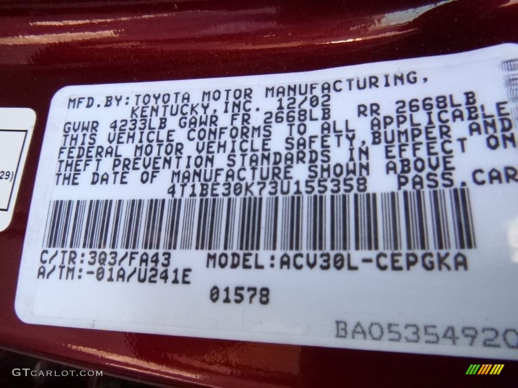 2003 Camry XLE - Salsa Red Pearl / Taupe photo #25