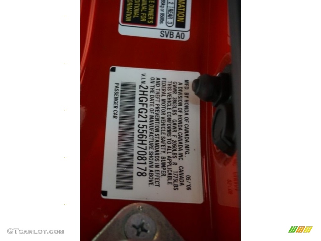 2006 Civic Si Coupe - Habanero Red Pearl / Black photo #14
