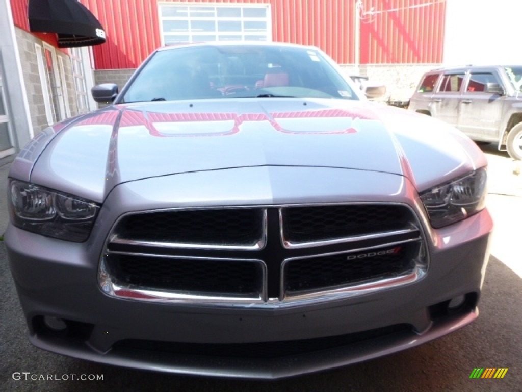 2014 Charger SXT AWD - Billet Silver Metallic / Black/Red photo #11