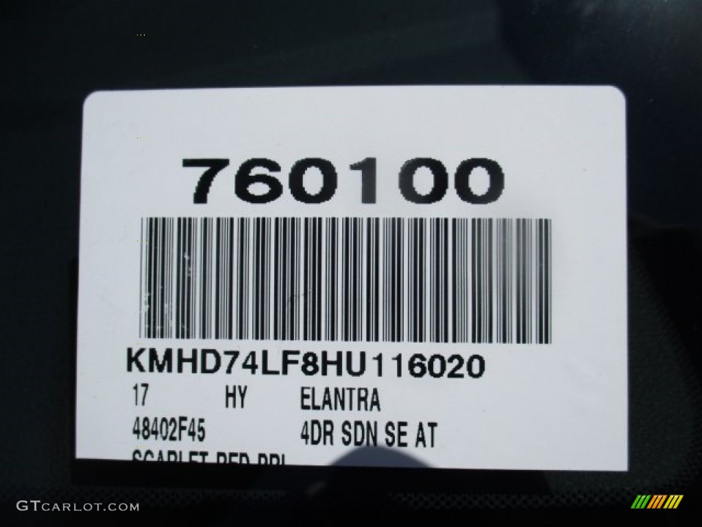 2017 Elantra SE - Red / Beige photo #21