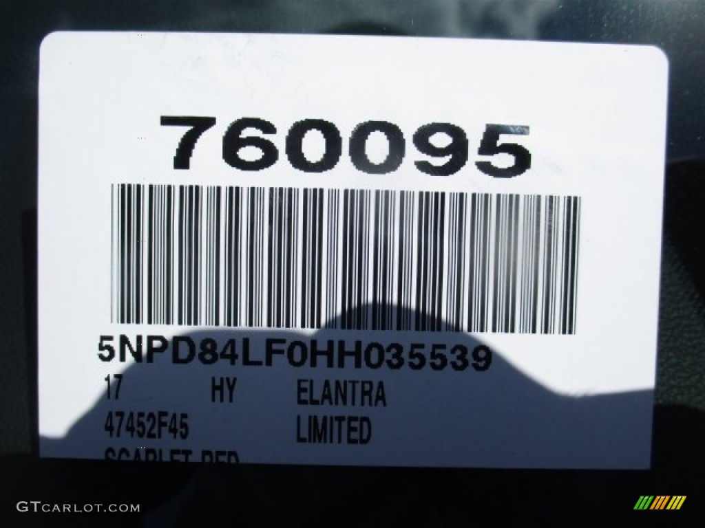 2017 Elantra Limited - Red / Beige photo #22