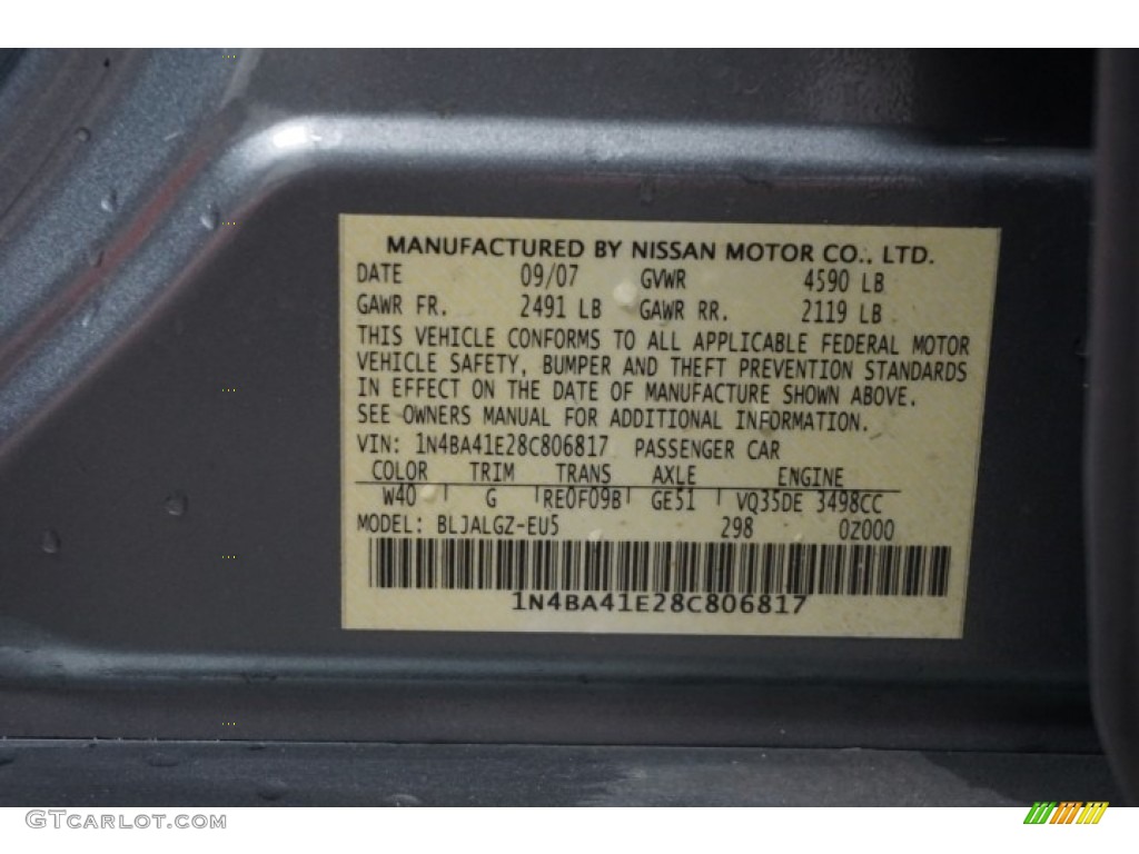 2008 Maxima 3.5 SL - Dark Slate Metallic / Charcoal Black photo #16