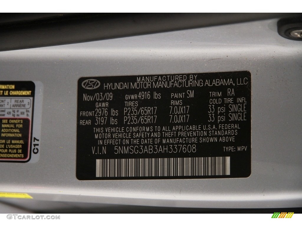 2010 Santa Fe GLS - Radiant Silver / Gray photo #14