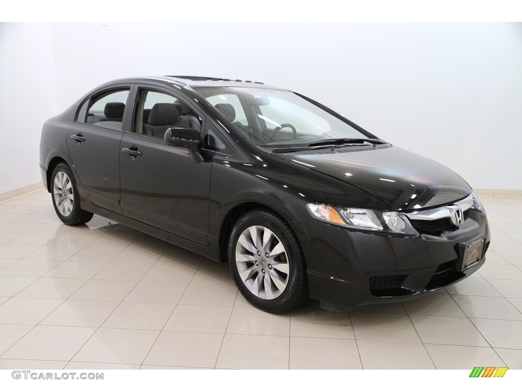 2010 Civic EX Sedan - Crystal Black Pearl / Gray photo #1