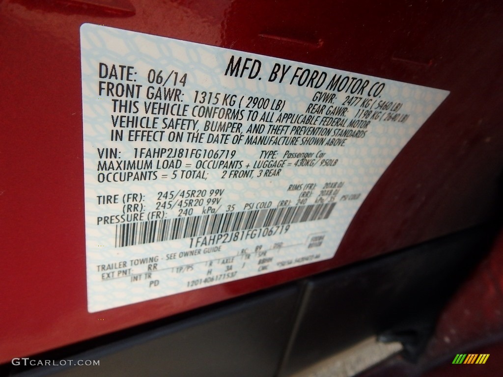 2015 Taurus Limited - Ruby Red Metallic / Dune photo #23