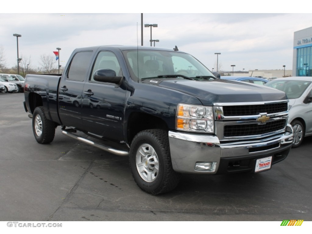 2008 Silverado 2500HD LTZ Crew Cab 4x4 - Dark Blue Metallic / Dark Titanium/Light Titanium photo #2