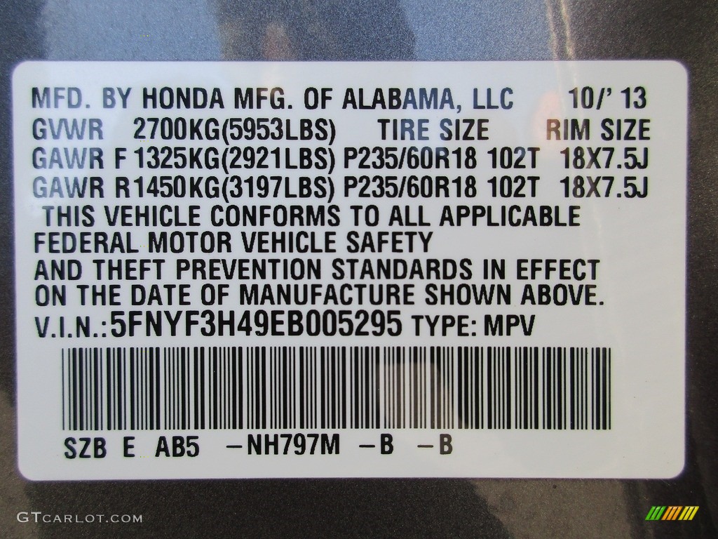 2014 Pilot EX - Modern Steel Metallic / Gray photo #27