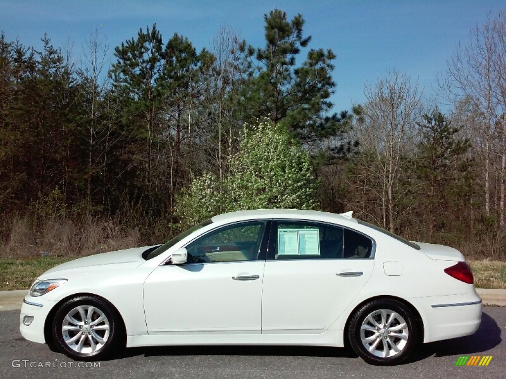 2012 Genesis 3.8 Sedan - White Satin Pearl / Cashmere photo #1