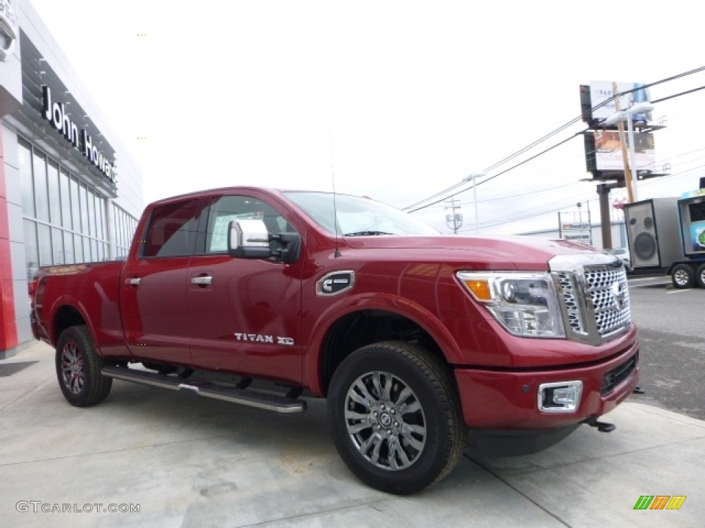 2016 TITAN XD Platinum Reserve Crew Cab 4x4 - Cayenne Red / Platinum Reserve Black/Brown Leather photo #1