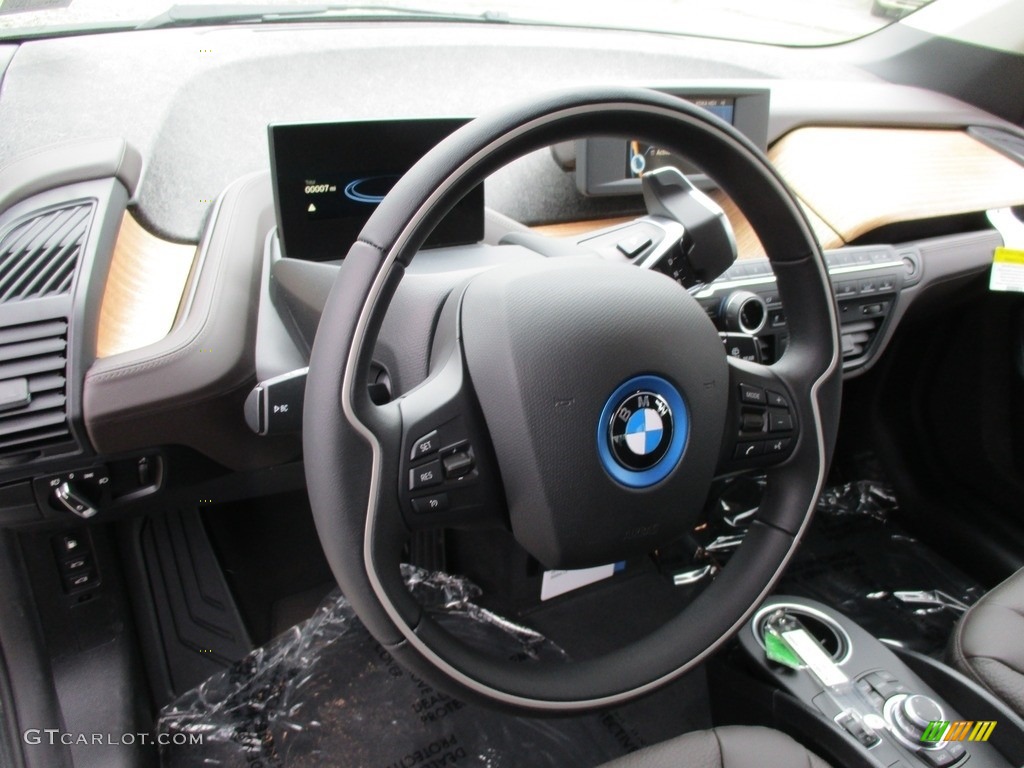 2016 BMW i3 with Range Extender Tera Dalbergia Brown Full Natural Leather Steering Wheel Photo #111813128