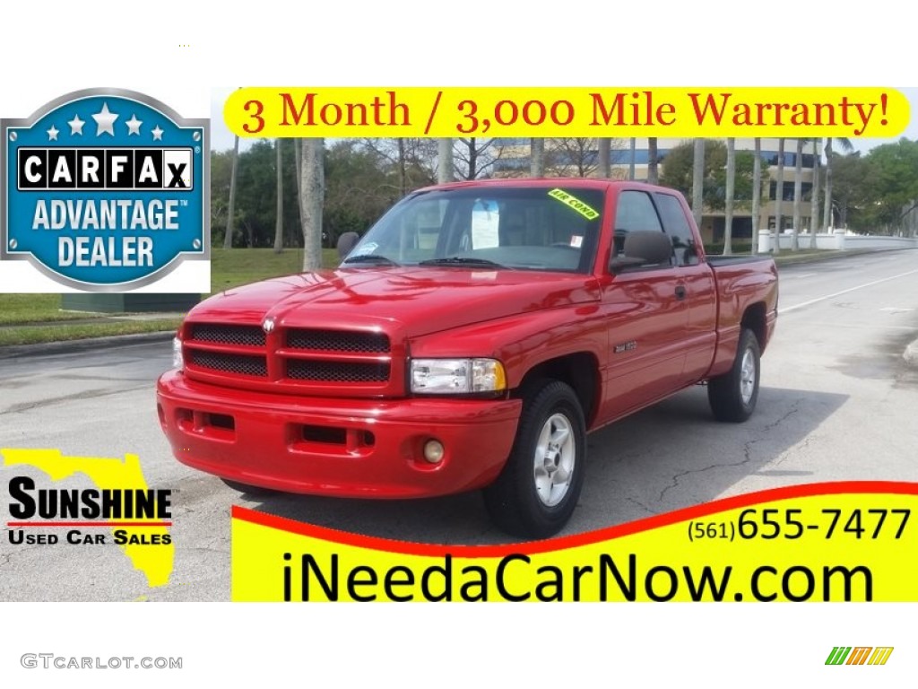 2001 Ram 1500 SLT Club Cab - Flame Red / Agate photo #1