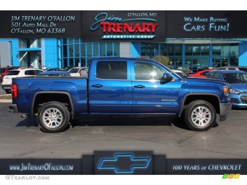 2014 Sierra 1500 SLE Crew Cab 4x4 - Cobalt Blue Metallic / Jet Black/Dark Ash photo #1