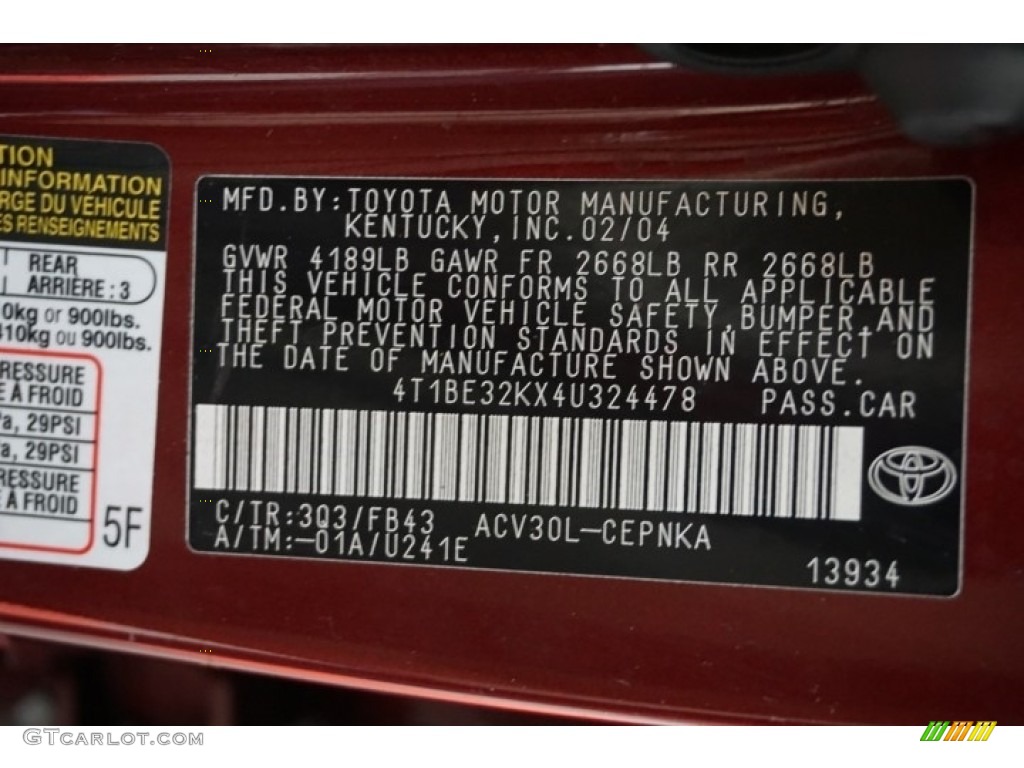 2004 Camry LE - Salsa Red Pearl / Stone photo #15