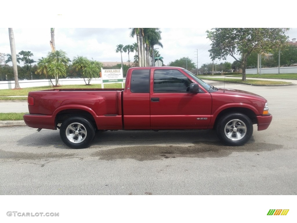 2000 S10 LS Extended Cab - Dark Cherry Red Metallic / Medium Gray photo #6