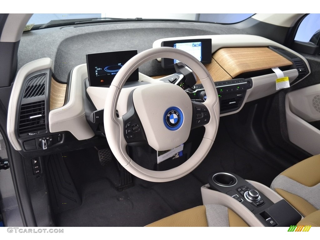 Giga Cassia Natural Leather/Carum Spice Grey Wool Cloth Interior 2016 BMW i3 with Range Extender Photo #111858701