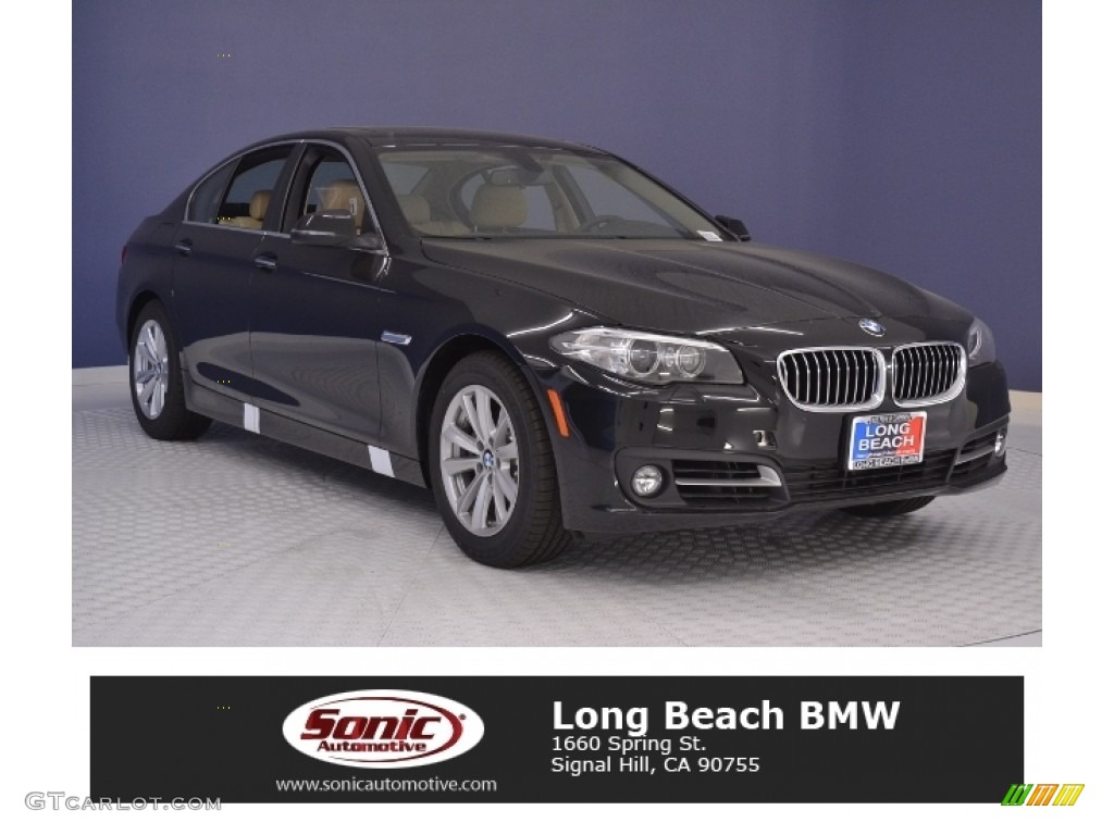 2016 5 Series 528i Sedan - Jet Black / Venetian Beige/Black photo #1